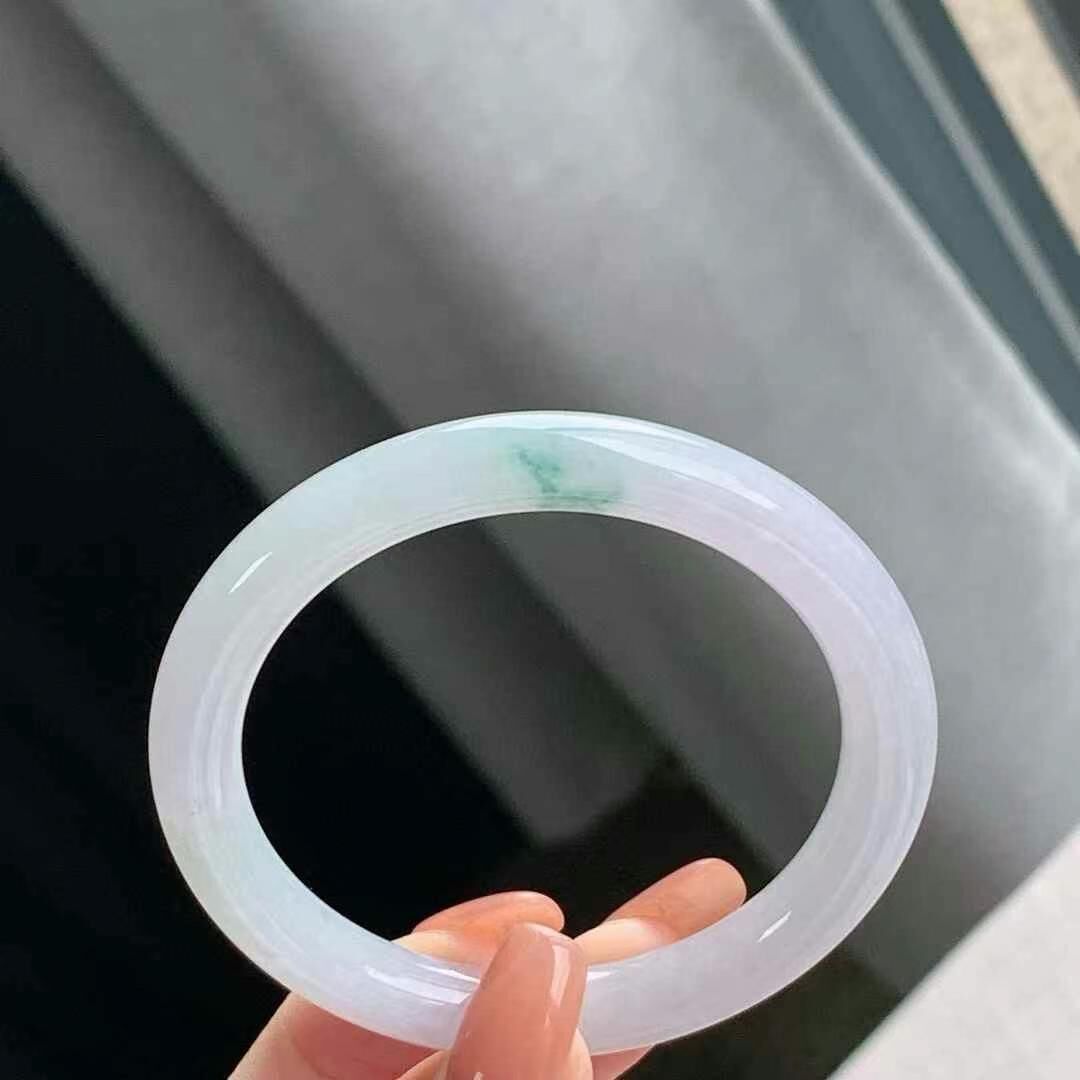 冰飄花翡翠圓條手鐲,天然翡翠A玉, 緬甸玉, Jade, Jadeite