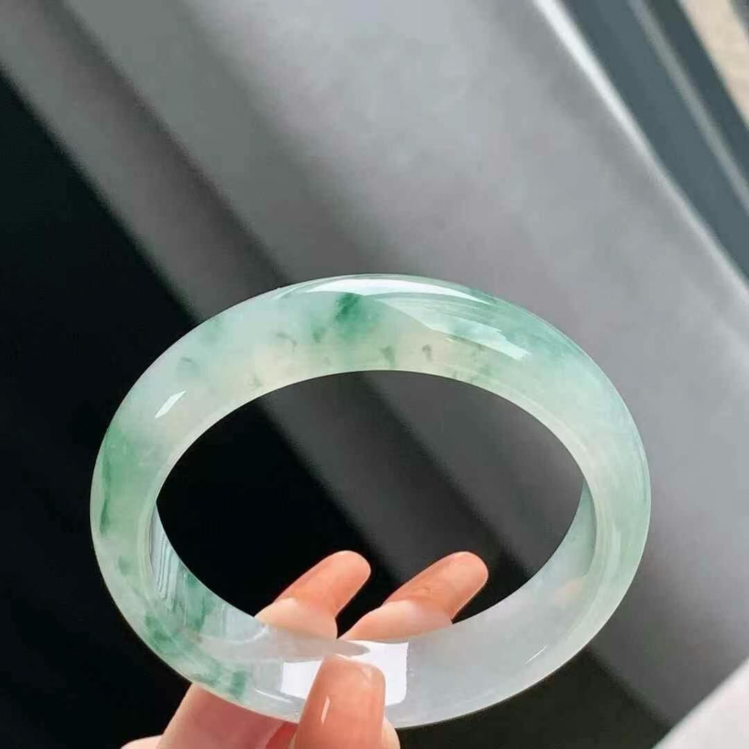 625645 53.7mm冰飄花翡翠正圈手鐲 (52-54)