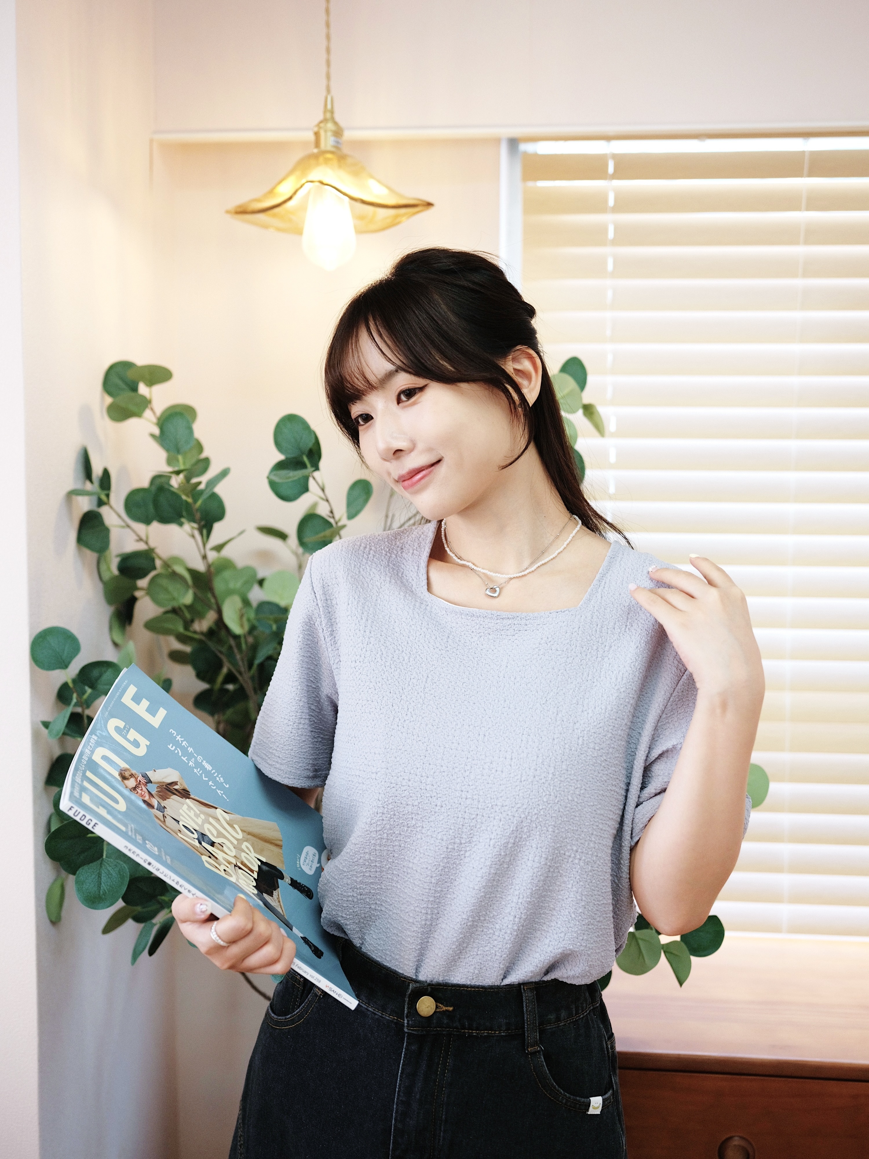 三色 / 皺皺方領短袖上衣 / Wrinkled Square-Neck Short Sleeve Top