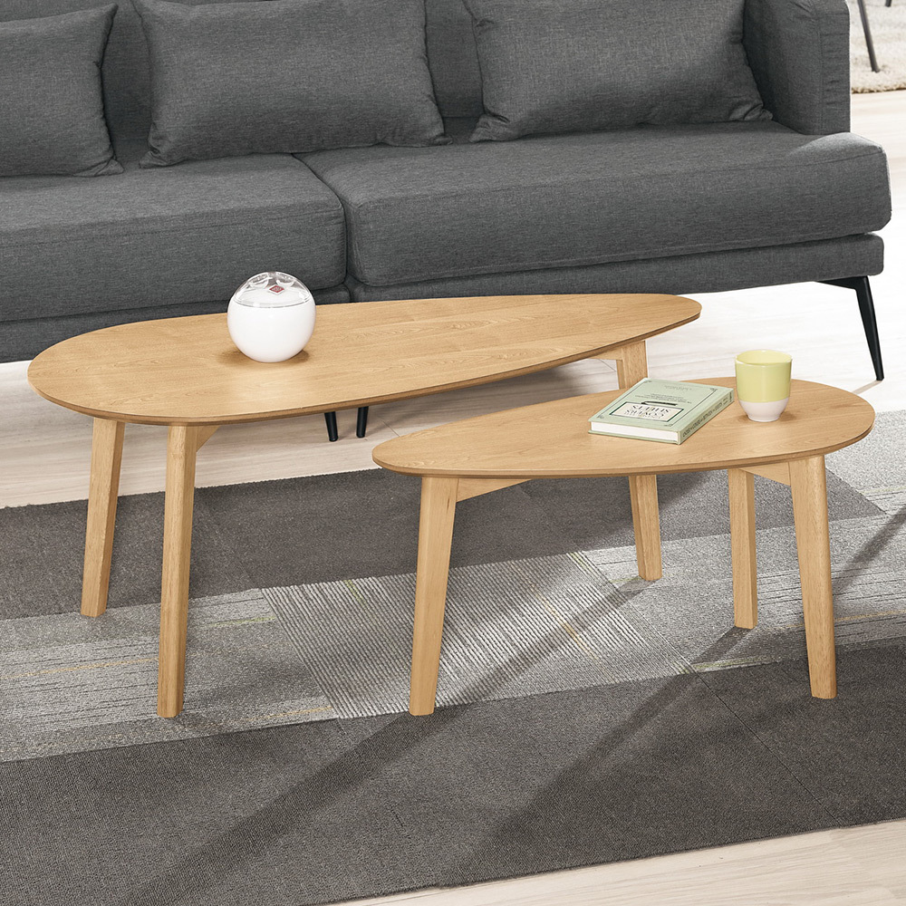 利達木紋造型茶几組合(3.3尺大茶几+2.3尺小茶几)