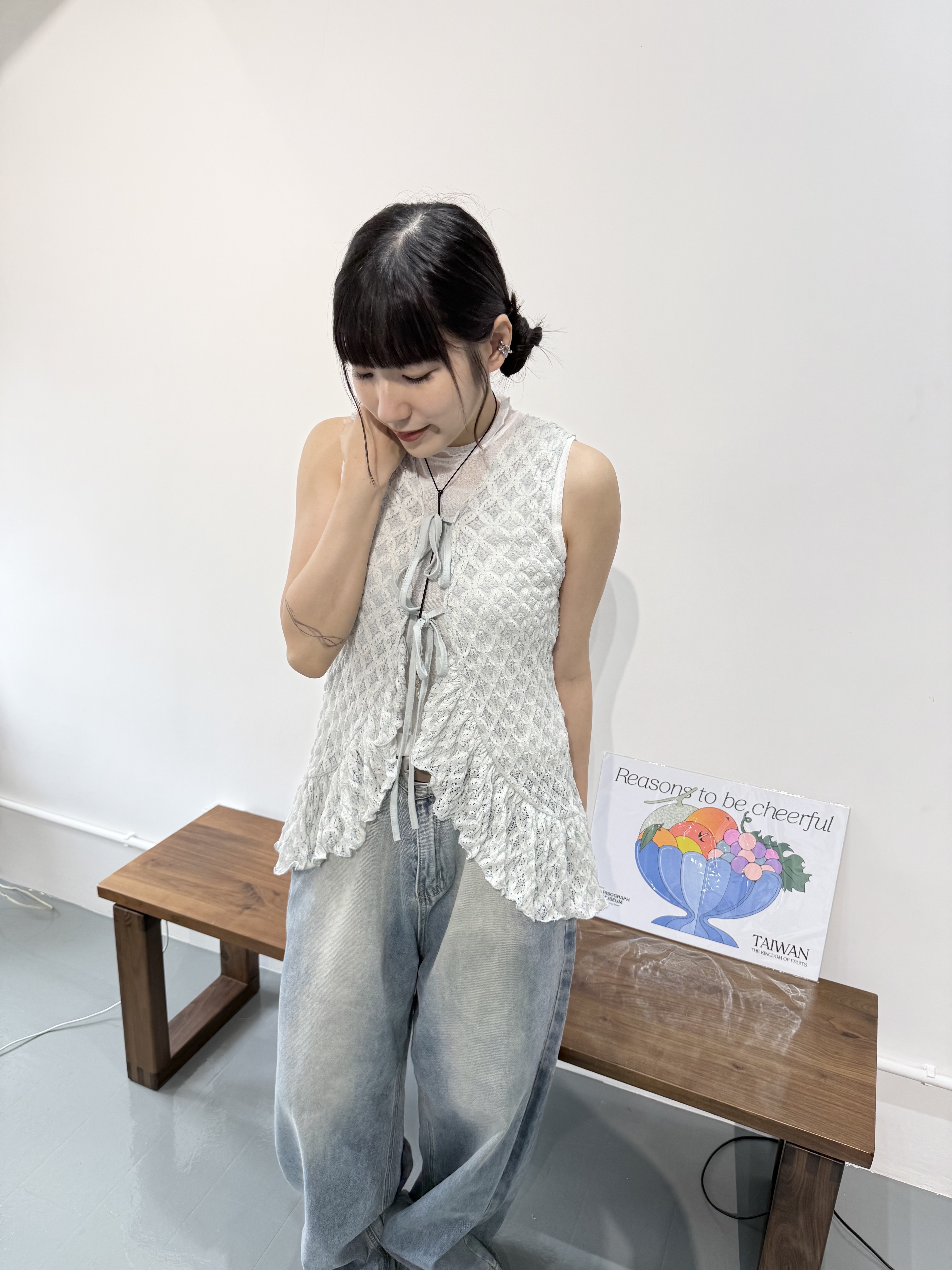 菱格紋修身蝴蝶外搭