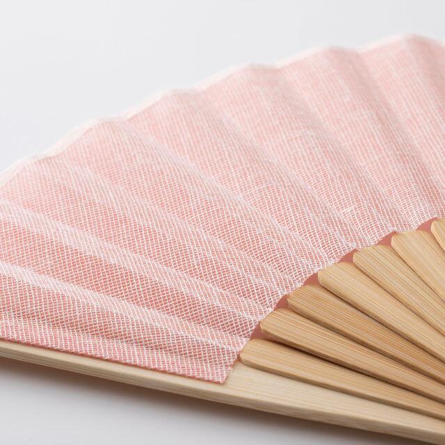 中川政七-不需袋子的蚊帳織扇子 口袋尺寸 薄紅