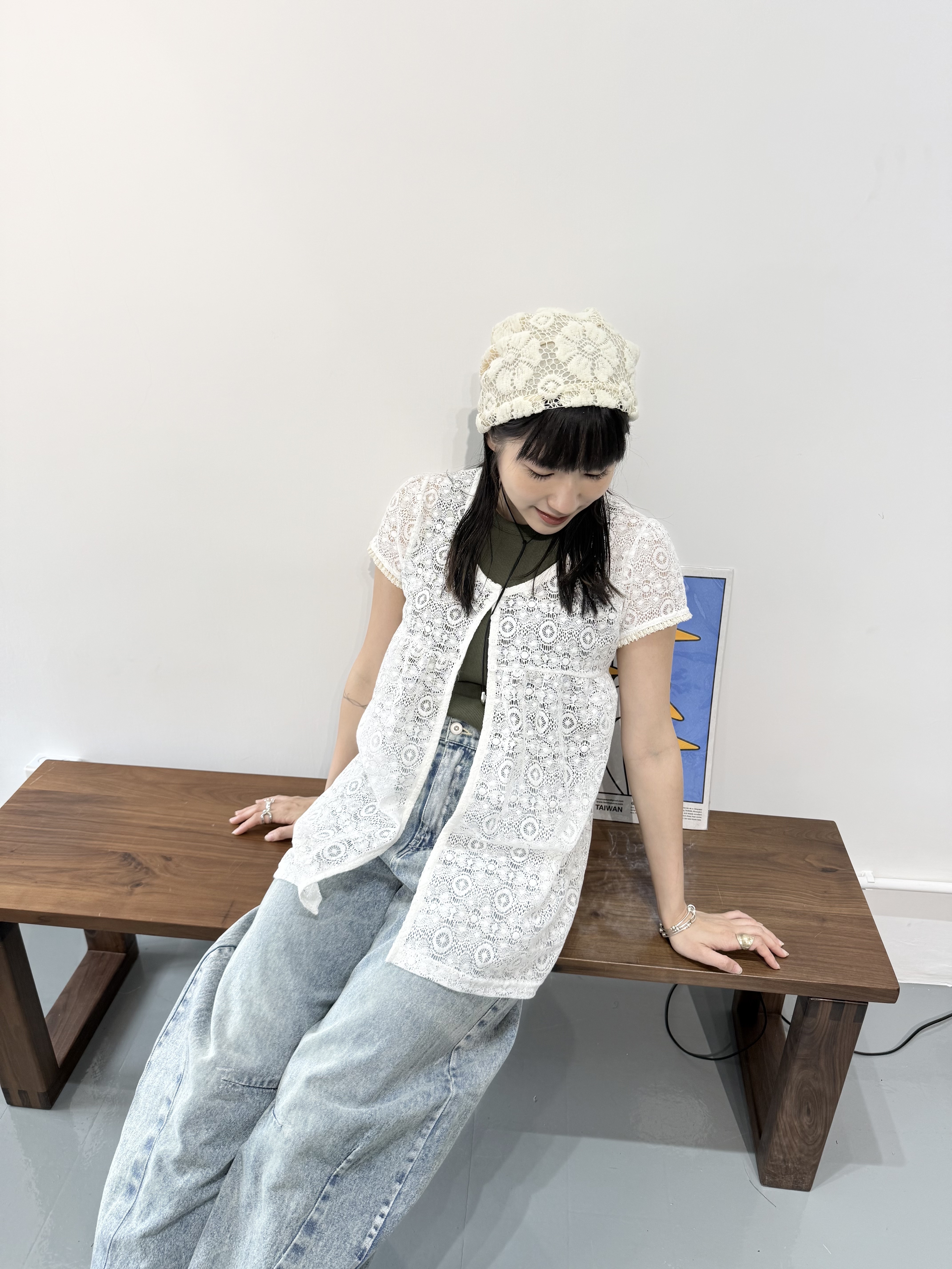 自留!民族lace鈕扣修身top
