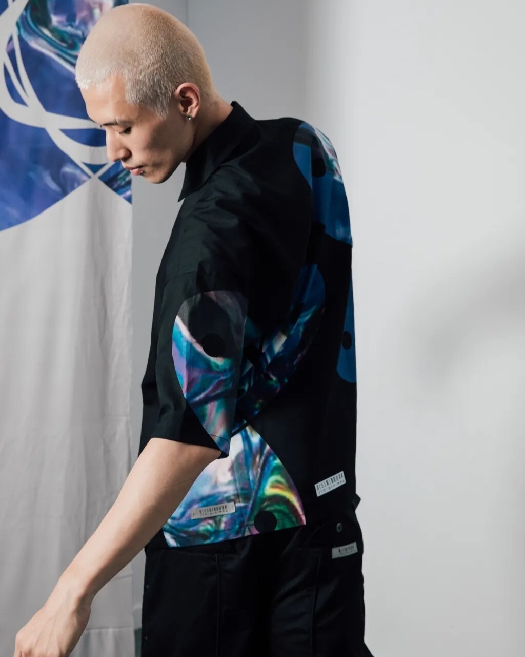 PINHENG 聯名款Jinpinmay 繡花重磅短袖襯衫-黑色