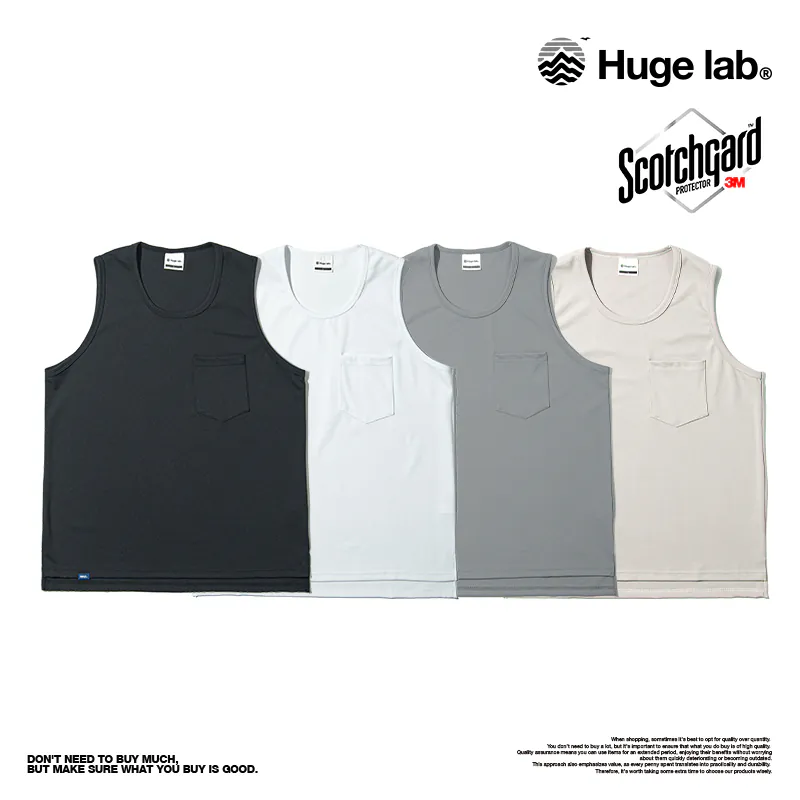 HUGE 3M涼感砂前短後長 內搭單穿口袋背心 HUGE005