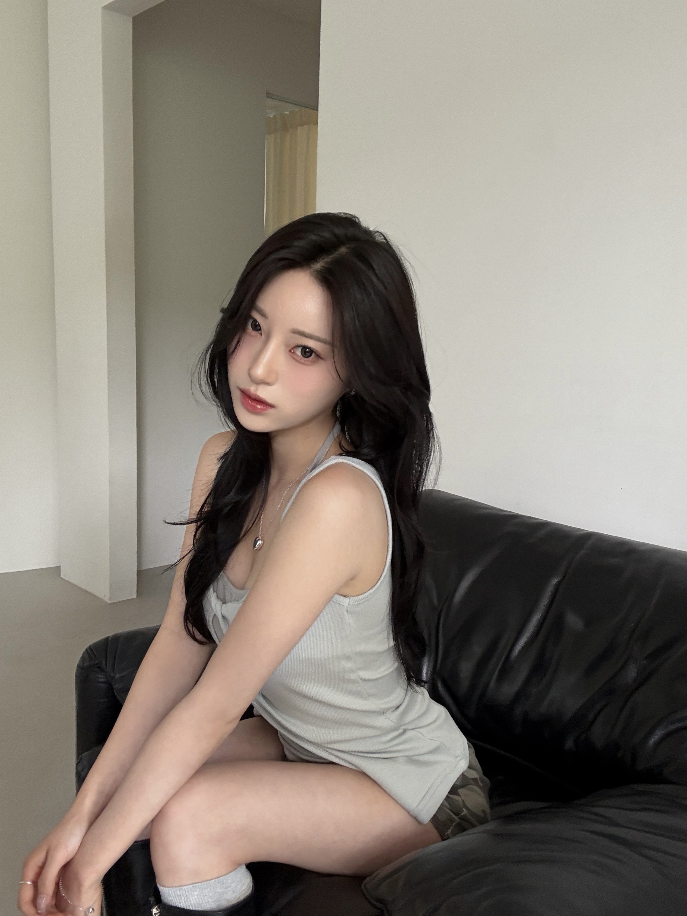 【微瑕】U28 夏日的快樂! 假兩件背心 (灰藍)