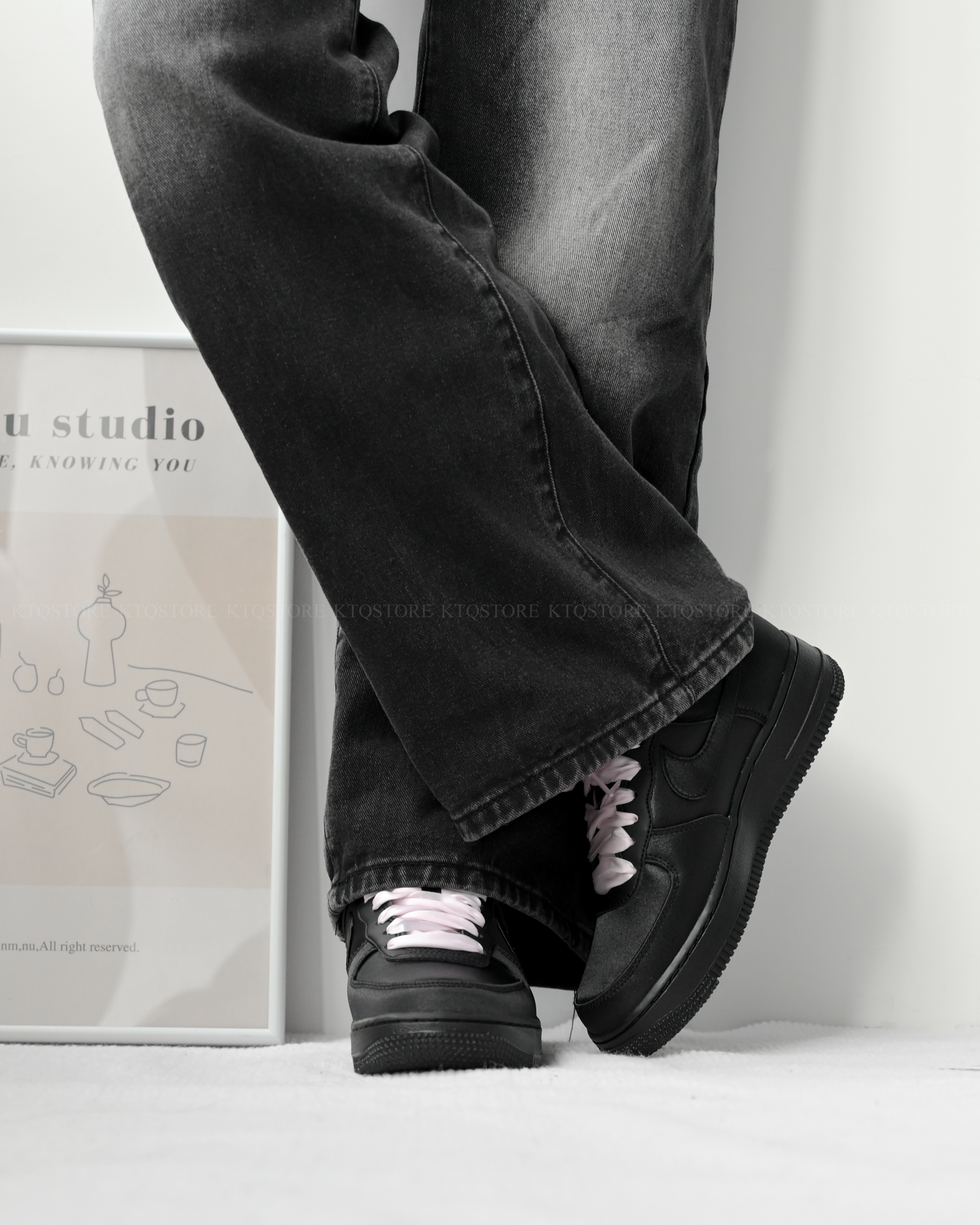 KTQ STORE ‧ Nike Air Force 1 Low '07 LV8 Black Satin 黑粉 緞帶粉 IH2034-010