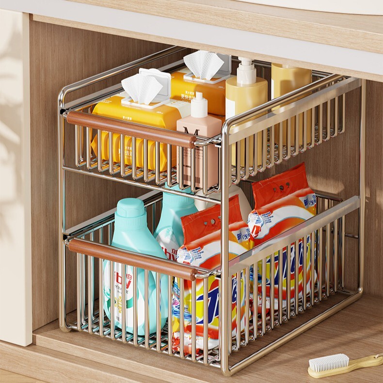 《6059》多功能雙層抽拉置物架