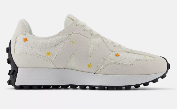 New Balance 327 女款 小花刺繡 米灰色休閒鞋 | 復古美型百搭款 | JUN25