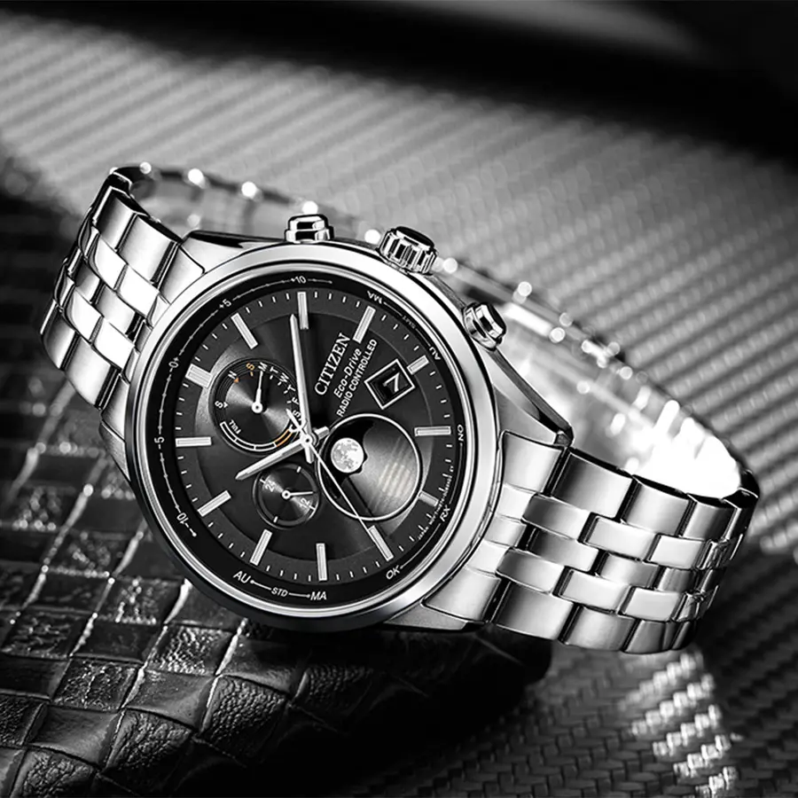 萬年鐘錶 - Citizen 星辰錶   黑色面盤月相光動能電波萬年曆男錶 BY1030-50E 錶徑42MM