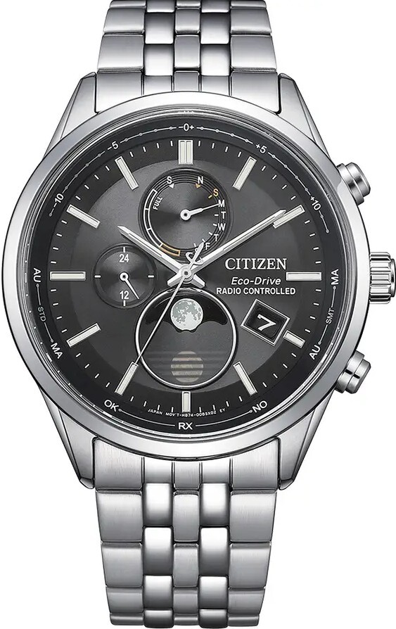 萬年鐘錶 - Citizen 星辰錶   黑色面盤月相光動能電波萬年曆男錶 BY1030-50E 錶徑42MM