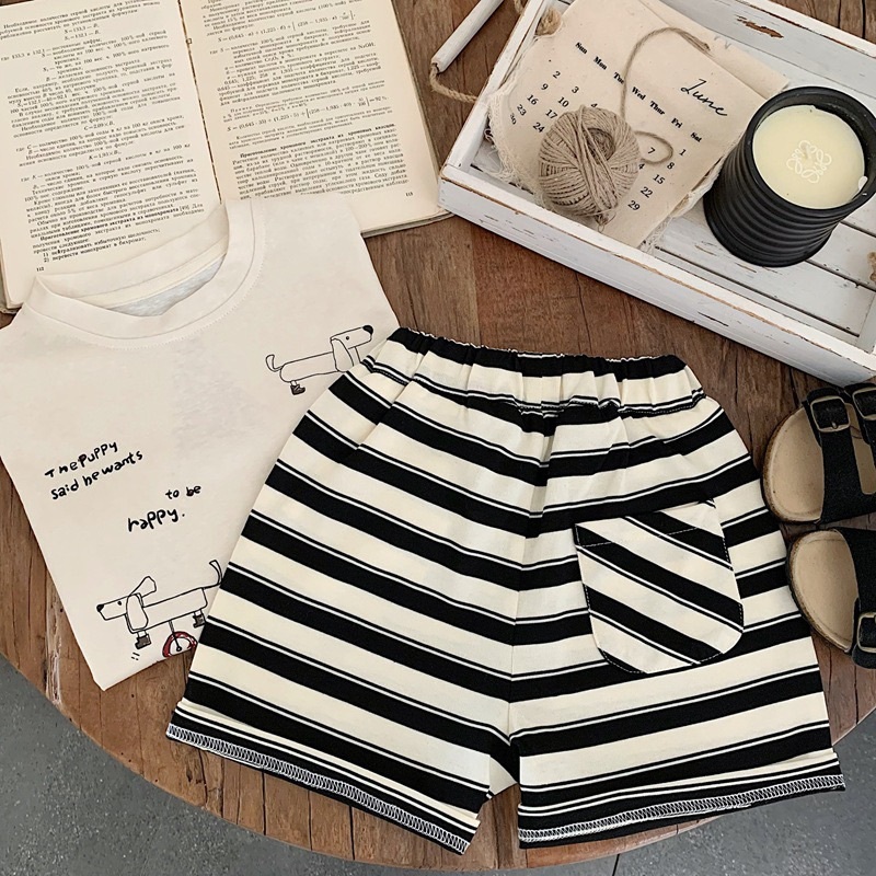 百搭條紋五分運動褲