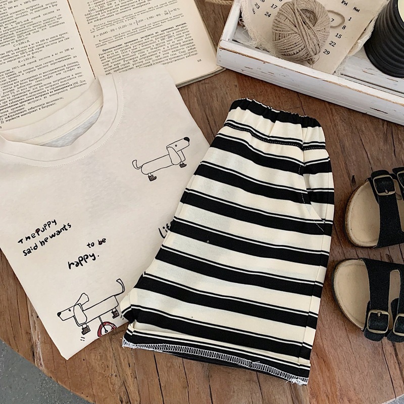 百搭條紋五分運動褲