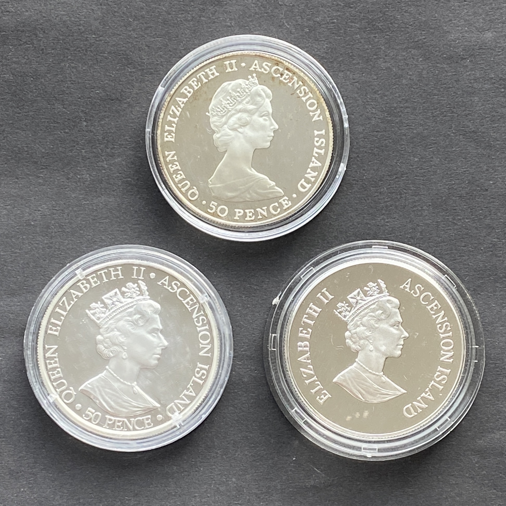 1984, 1995, 2000 Ascension Island Silver Coins - Queen Mother and Prince Andrew (92.5% Silver)