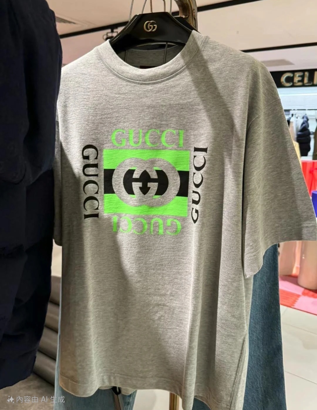 GG 灰色 方形Logo Tee