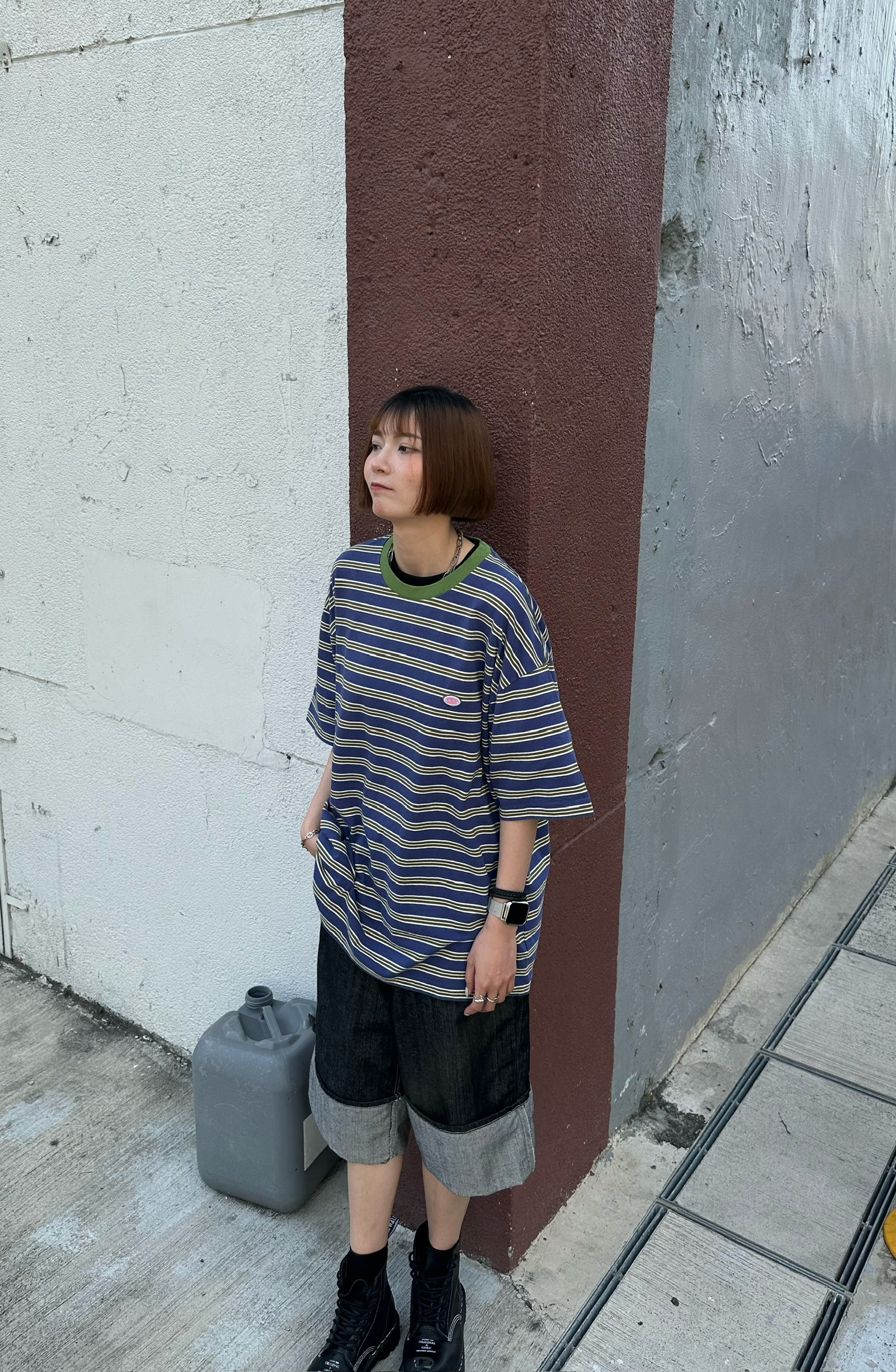 Paragraph小logo條紋T shirt