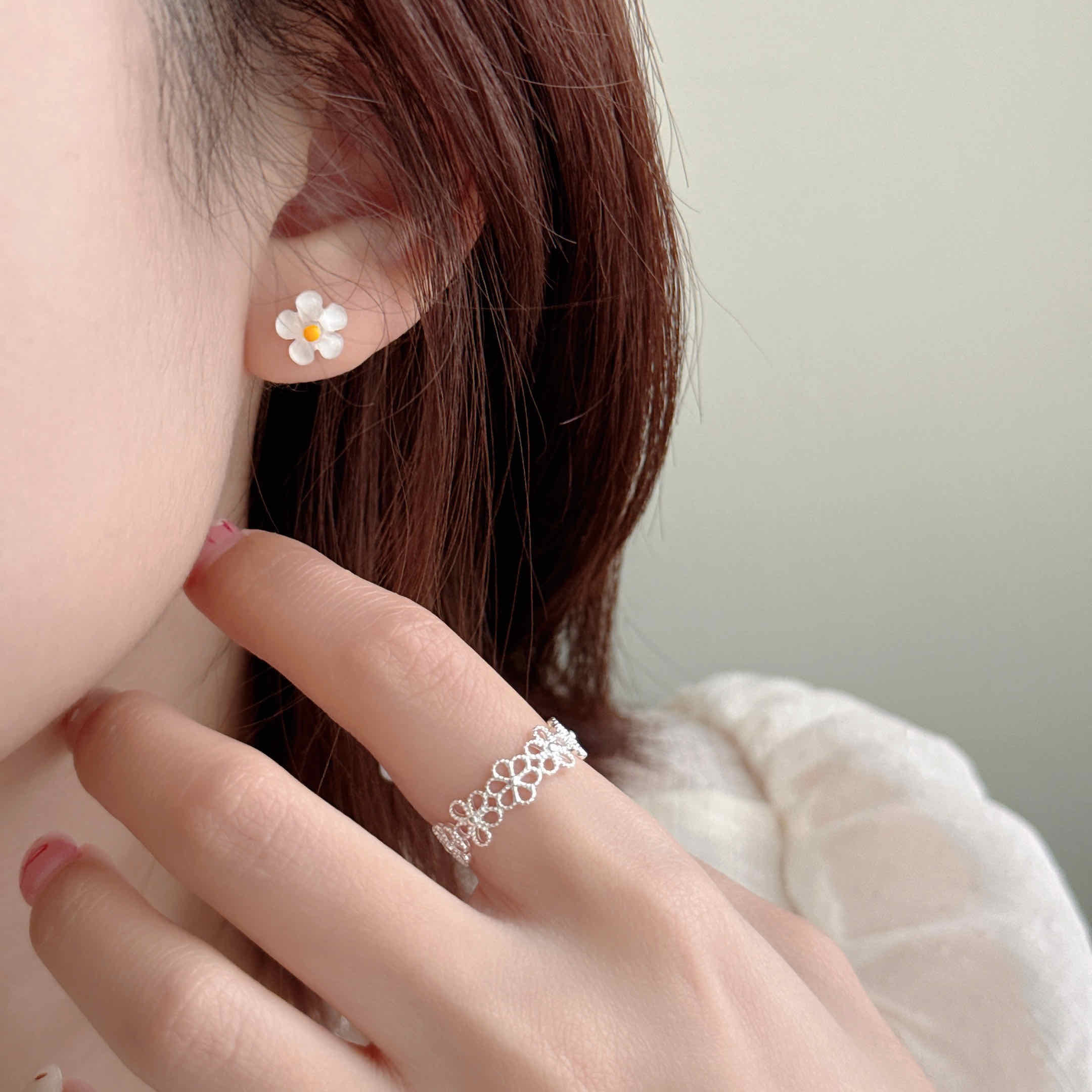 🇰🇷925 silver 輕透小花耳環