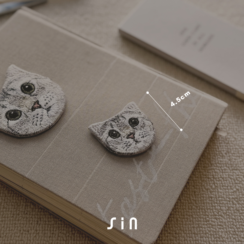 折耳美短小喵 Mini 迷你版 貓咪刺繡貼紙｜ Sin意工作室
