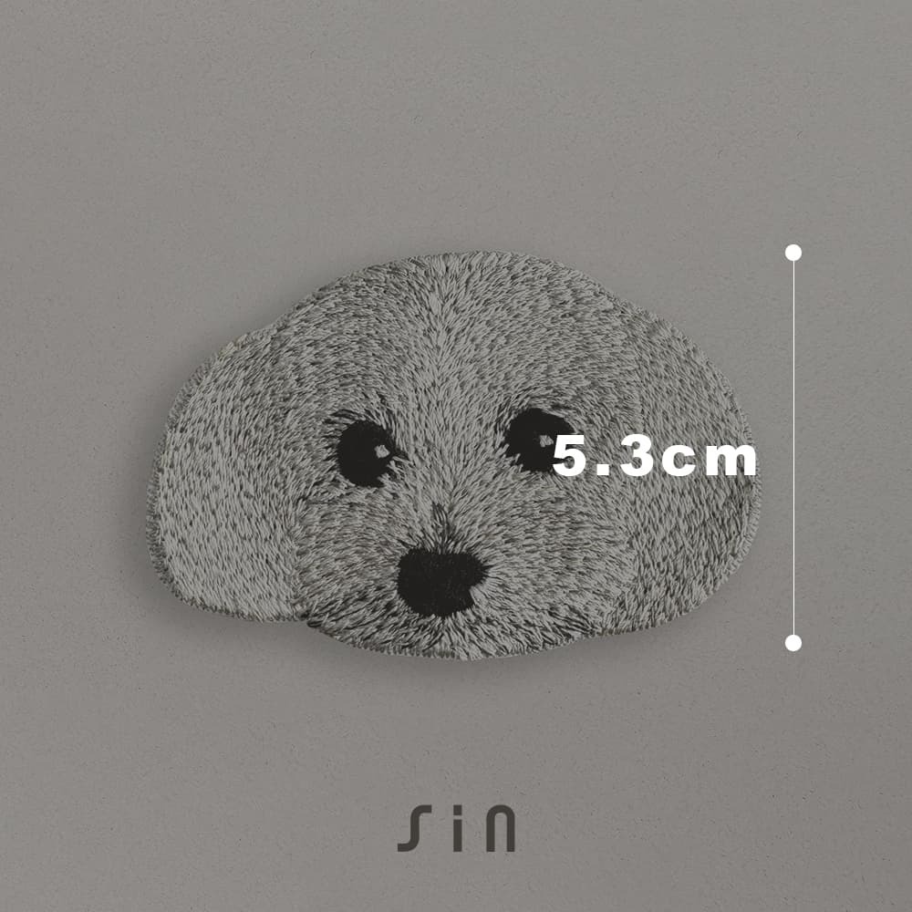 瘦瘦_呆萌馬爾濟斯 大頭 狗狗刺繡貼紙｜ Sin意工作室