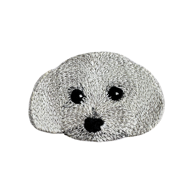 瘦瘦_呆萌馬爾濟斯 大頭 狗狗刺繡貼紙｜ Sin意工作室