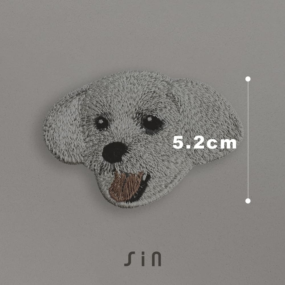 胖胖_笑笑馬爾濟斯 大頭 狗狗刺繡貼紙｜ Sin意工作室