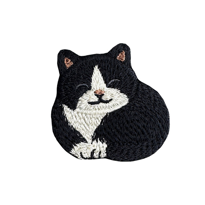 微笑黑白貓 貓咪刺繡貼紙｜ Sin意工作室