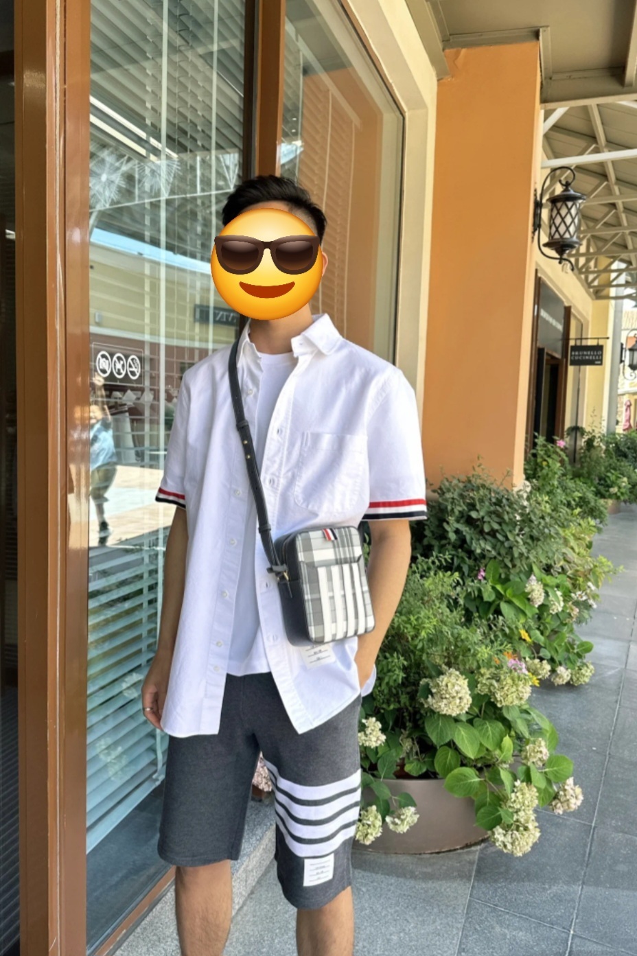 THOM BROWNE 男款 白色短袖 襯衫