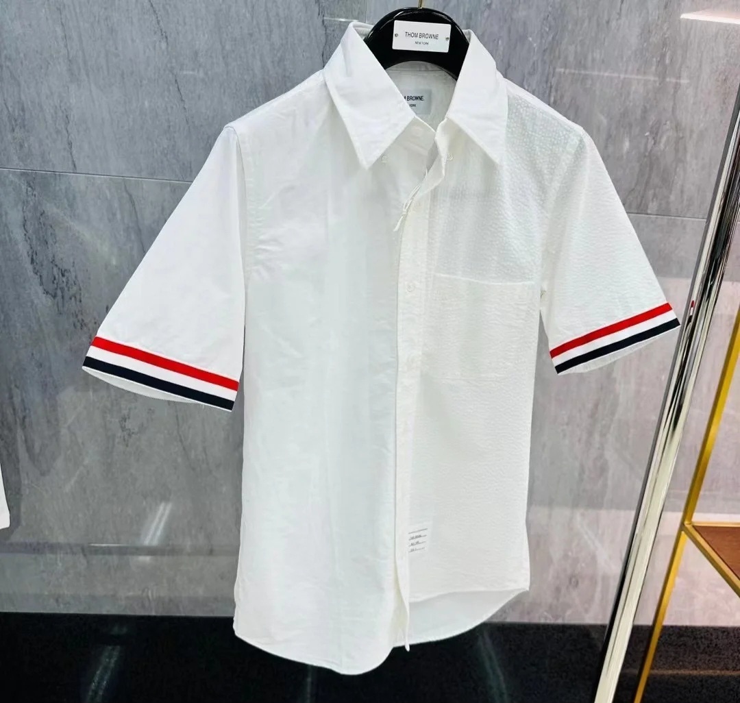 THOM BROWNE 男款 白色短袖 襯衫