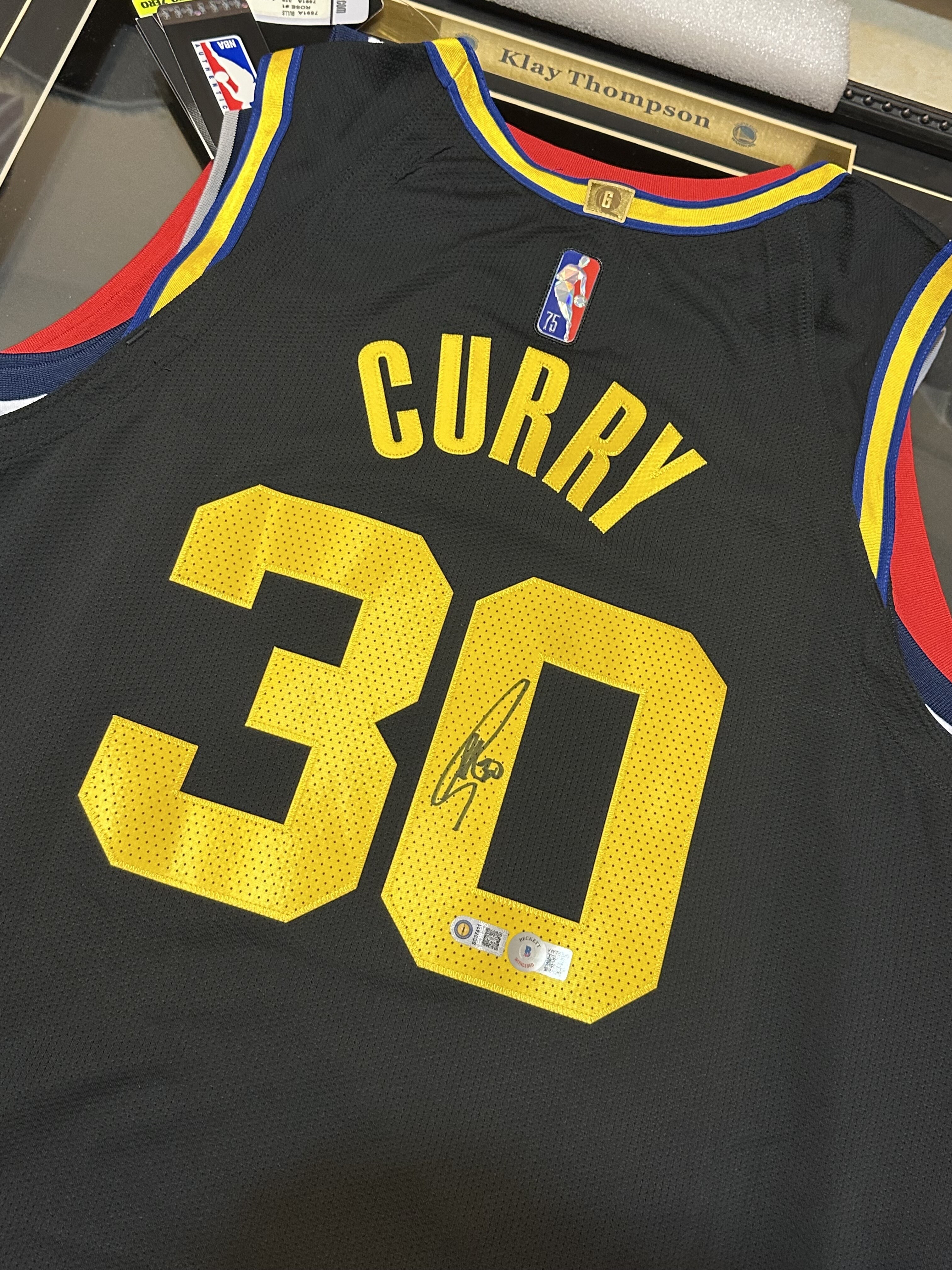 Stephen curry 75週年黑色AU city Signed jersey