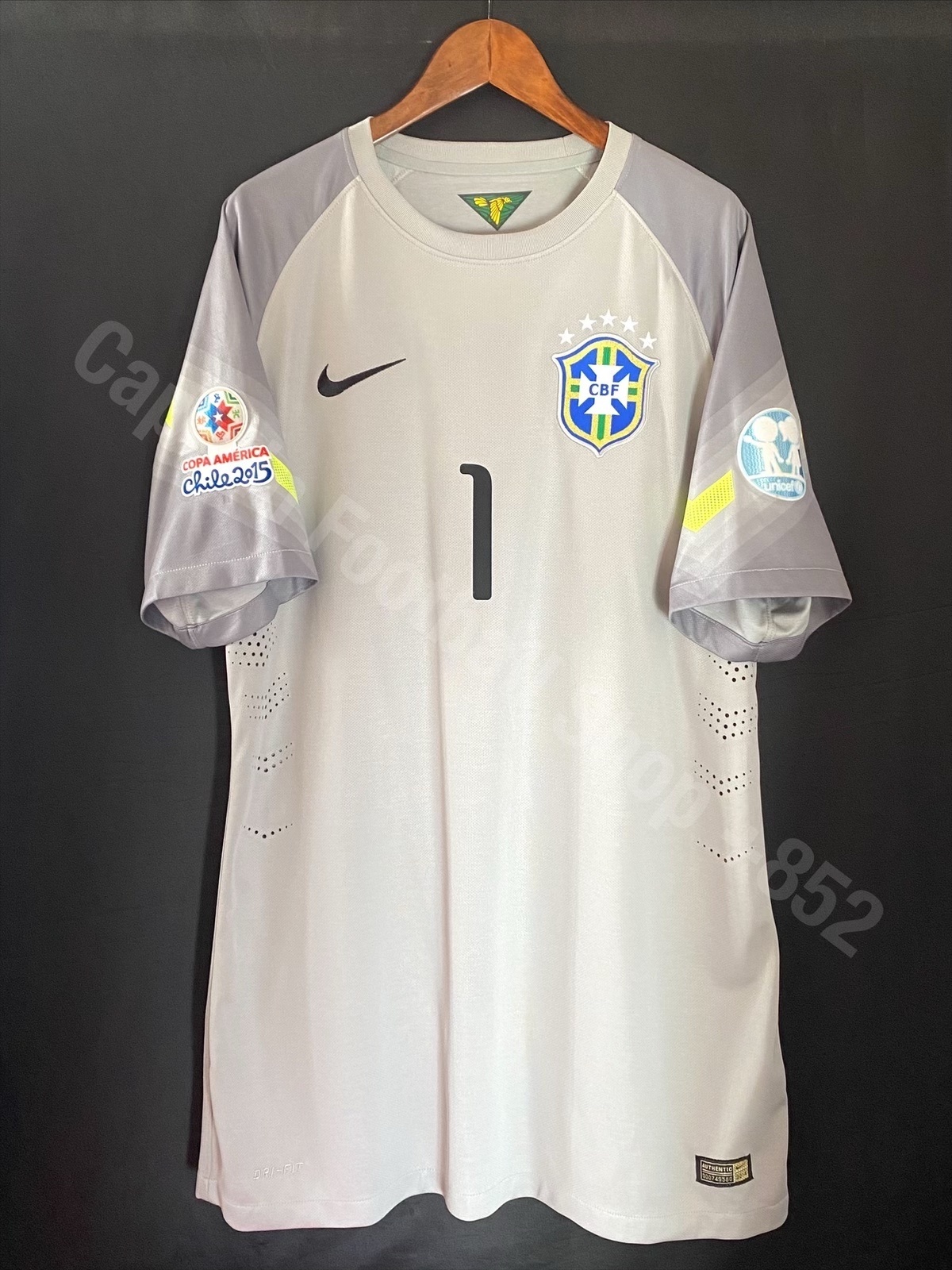 (Match Issue) Brazil 2015 Copa America Nike Goalkeeper Match Worn Issue Shirt #1 JEFFERSON
