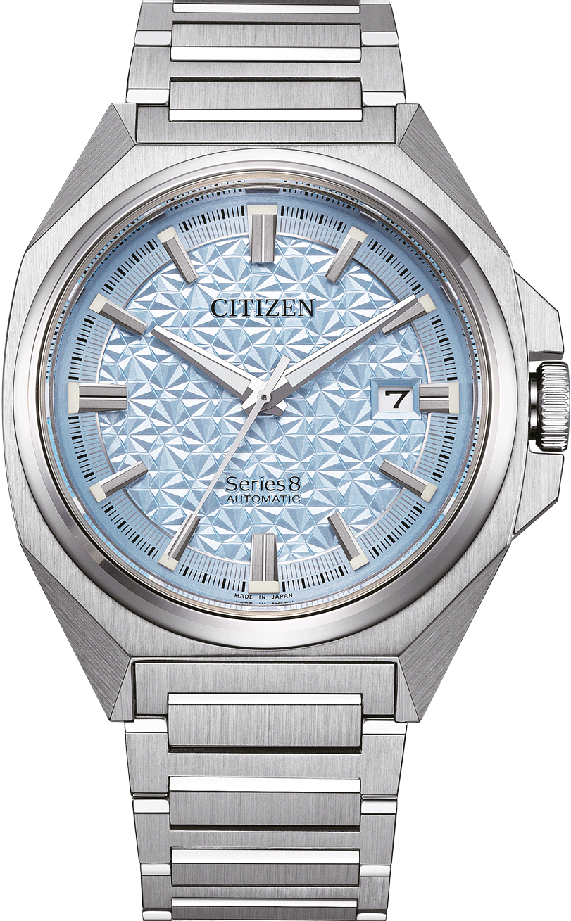 萬年鐘錶 - Citizen 星辰錶 series 8系列831款   限量冰藍面盤抗磁經典不鏽鋼款機械男錶 NB6051-59L  錶徑40MM