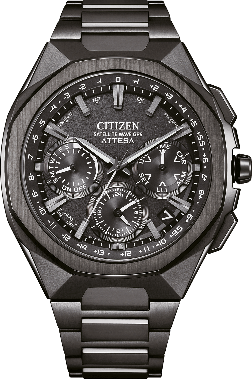 萬年鐘錶 - Citizen 星辰錶  ATTESA  黑鈦八角系列拉絲陶瓷錶圈光動能GPS衛星對時男錶 CC4105-69E  錶徑44MM