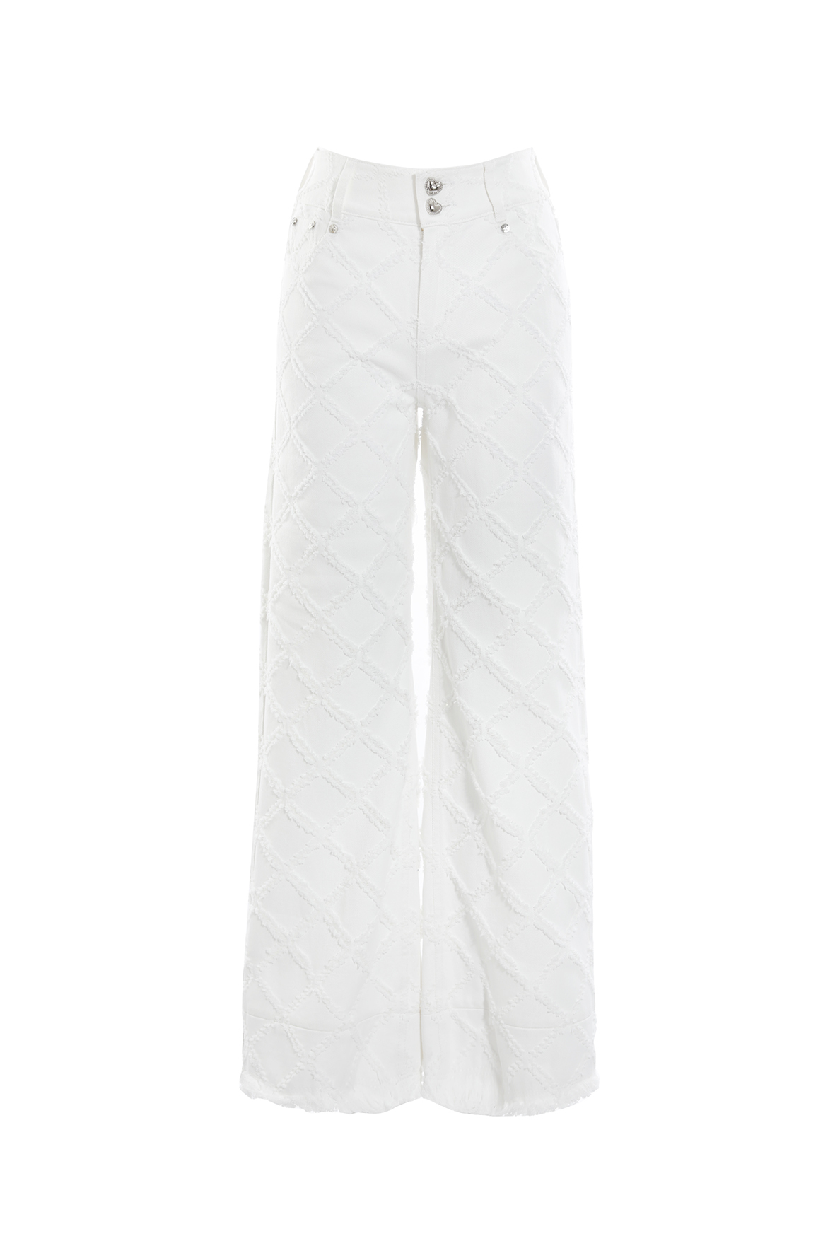 BC15038B1 雙扣菱格紋微喇叭褲