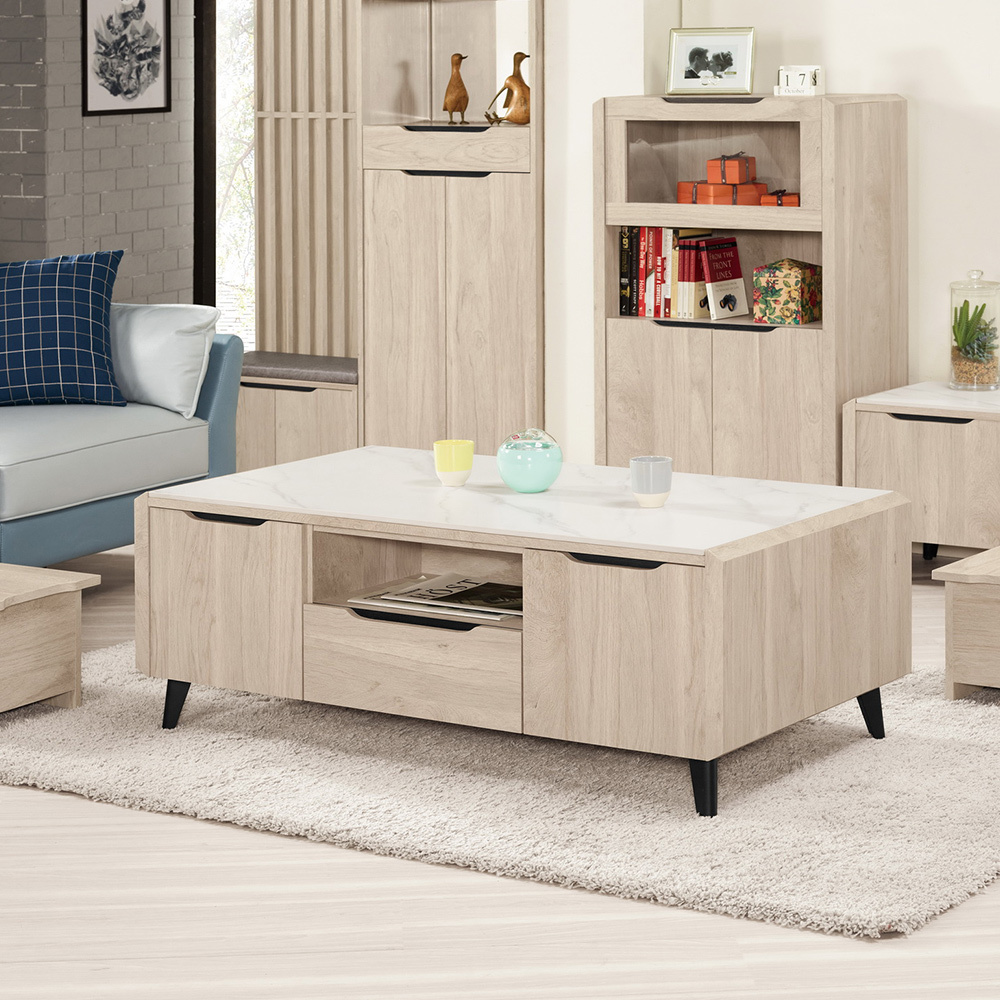 波恩4.3尺岩板大茶几-附小椅凳二入