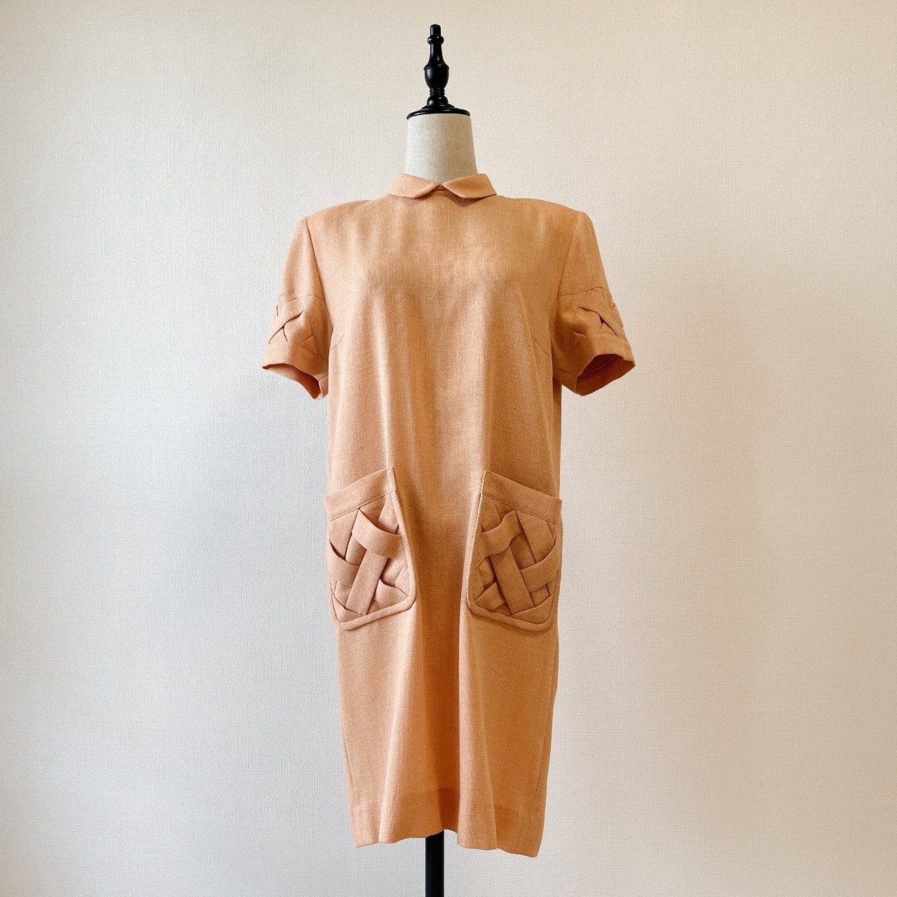 日本製蜜瓜橙色短袖連身裙