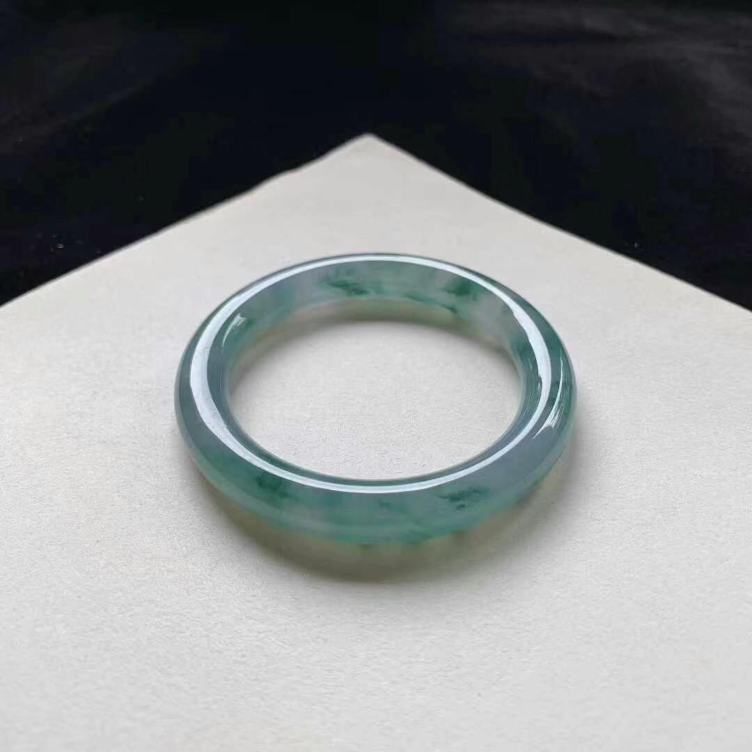 高冰藍翡翠圓條手鐲,天然翡翠A玉, 緬甸玉, Jade, Jadeite