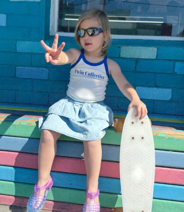 TWIN COLLECTIVE KIDS  細肩綁帶坦克背心  Retro Halter Tank - Blue