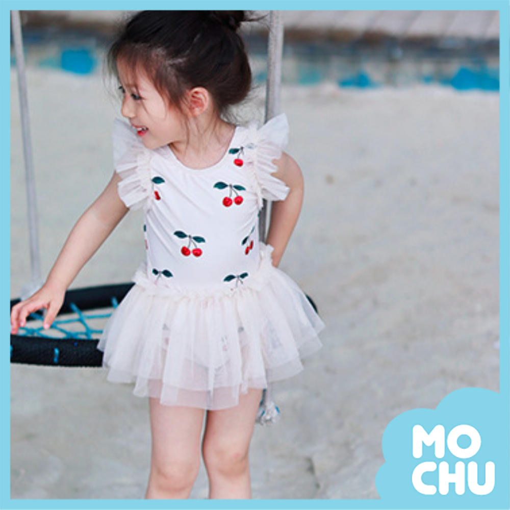 櫻桃紗紗網連身泳衣