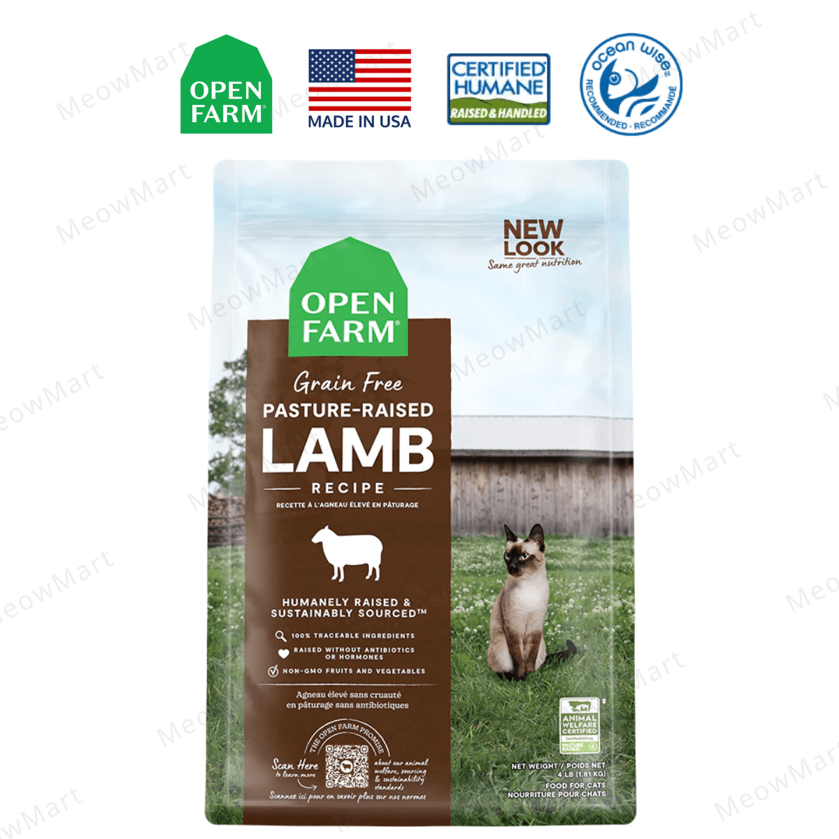 【限定8折】OPEN FARM無穀物貓糧 (放養羊蔬菜) 8lbs