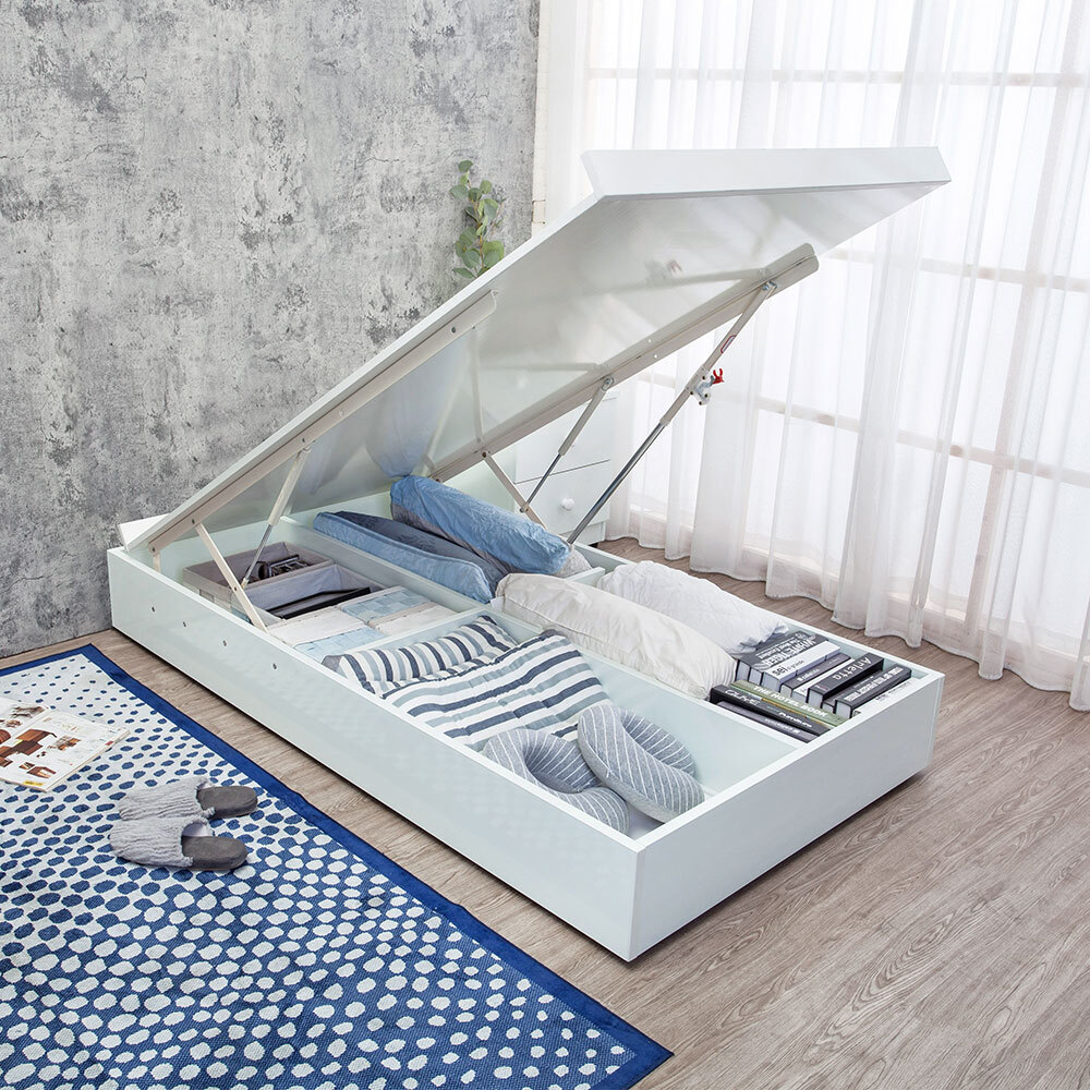 南亞塑鋼-3.5尺單人尾掀收納型塑鋼床底