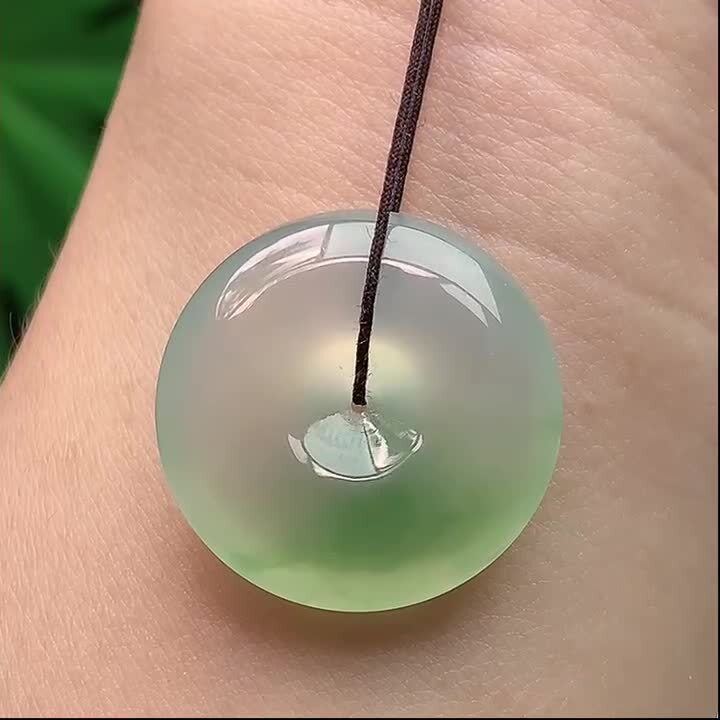 翡翠冰種飄綠平安扣 (23.8mm直徑),天然翡翠A玉, 緬甸玉, Jade, Jadeite
