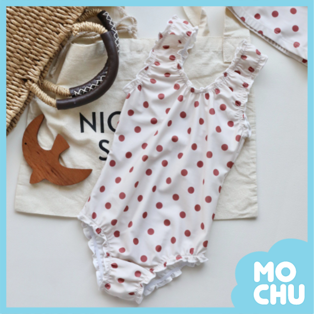 波點木耳邊連身泳裝