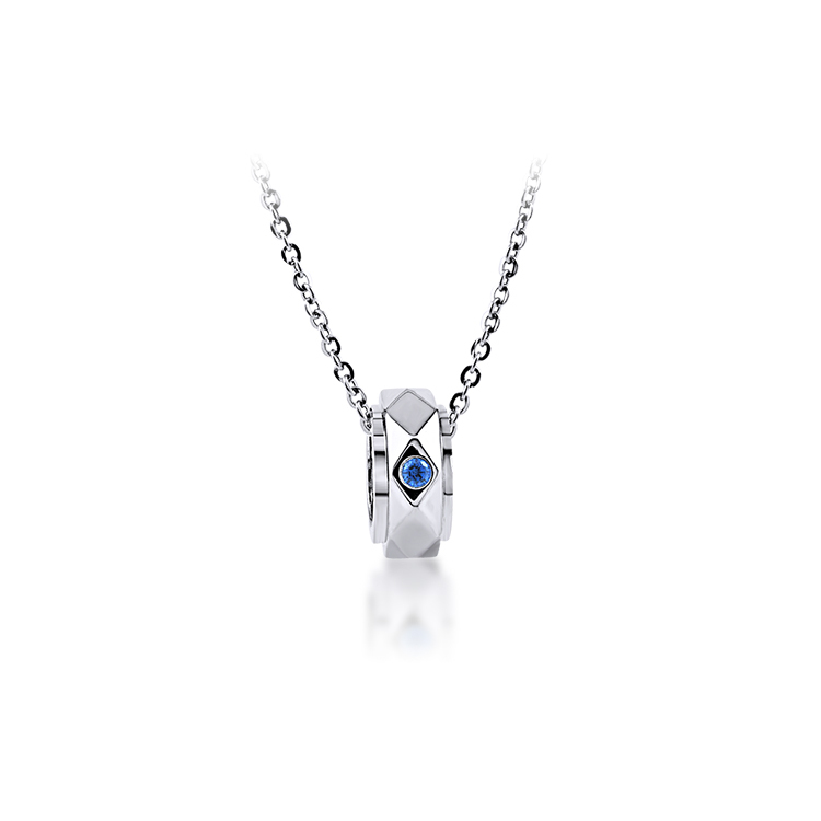 925純銀「藍色情深」晶鑽項墜+贈白鋼項鍊(18吋)-SCP0063