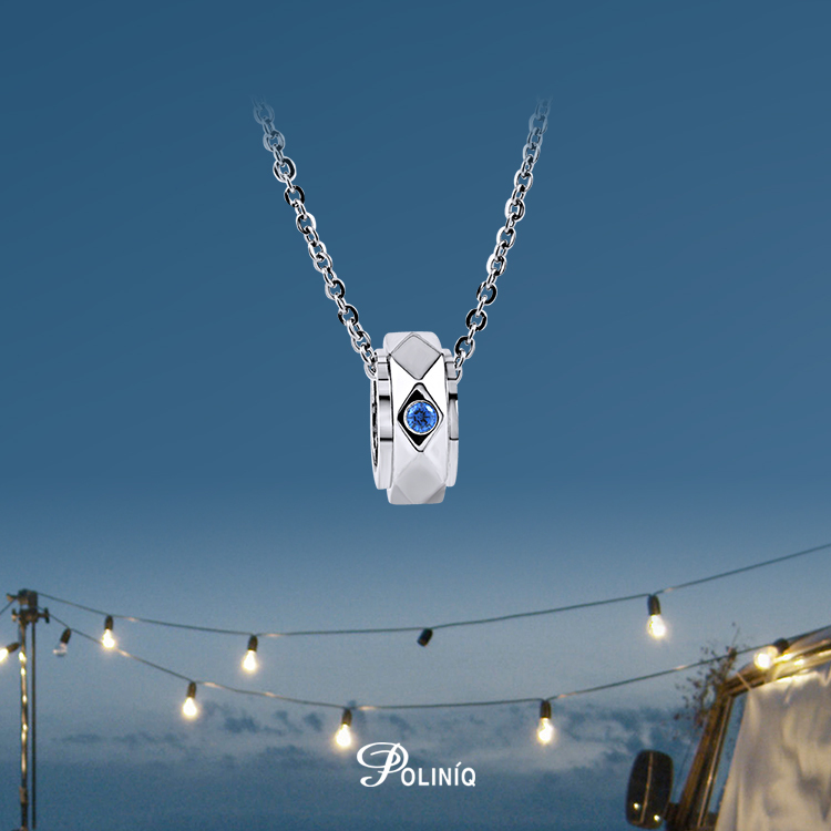 925純銀「藍色情深」晶鑽項墜+贈白鋼項鍊(18吋)-SCP0063