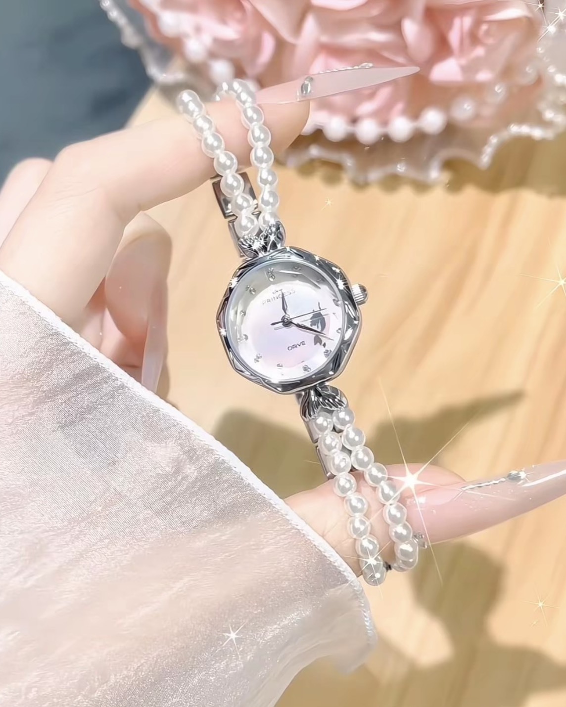 〈在逃公主👑〉迪士尼 公主系列珍珠鍊手錶 三色