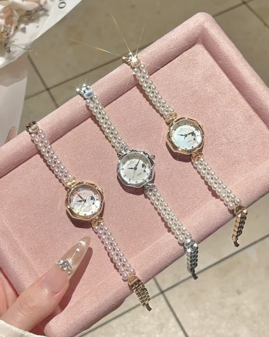〈在逃公主👑〉迪士尼 公主系列珍珠鍊手錶 三色