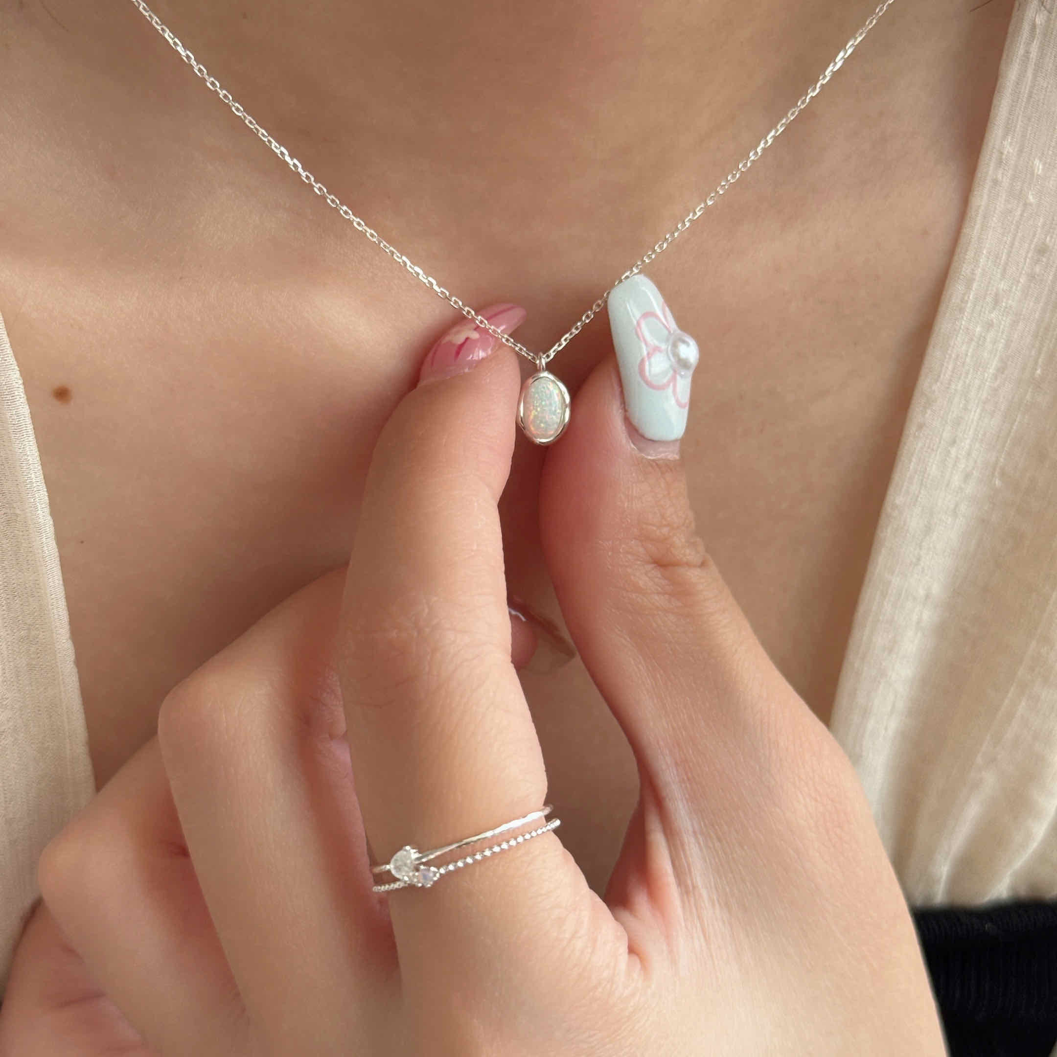 🇰🇷925 silver 宮廷歐珀石項鍊｜2 color