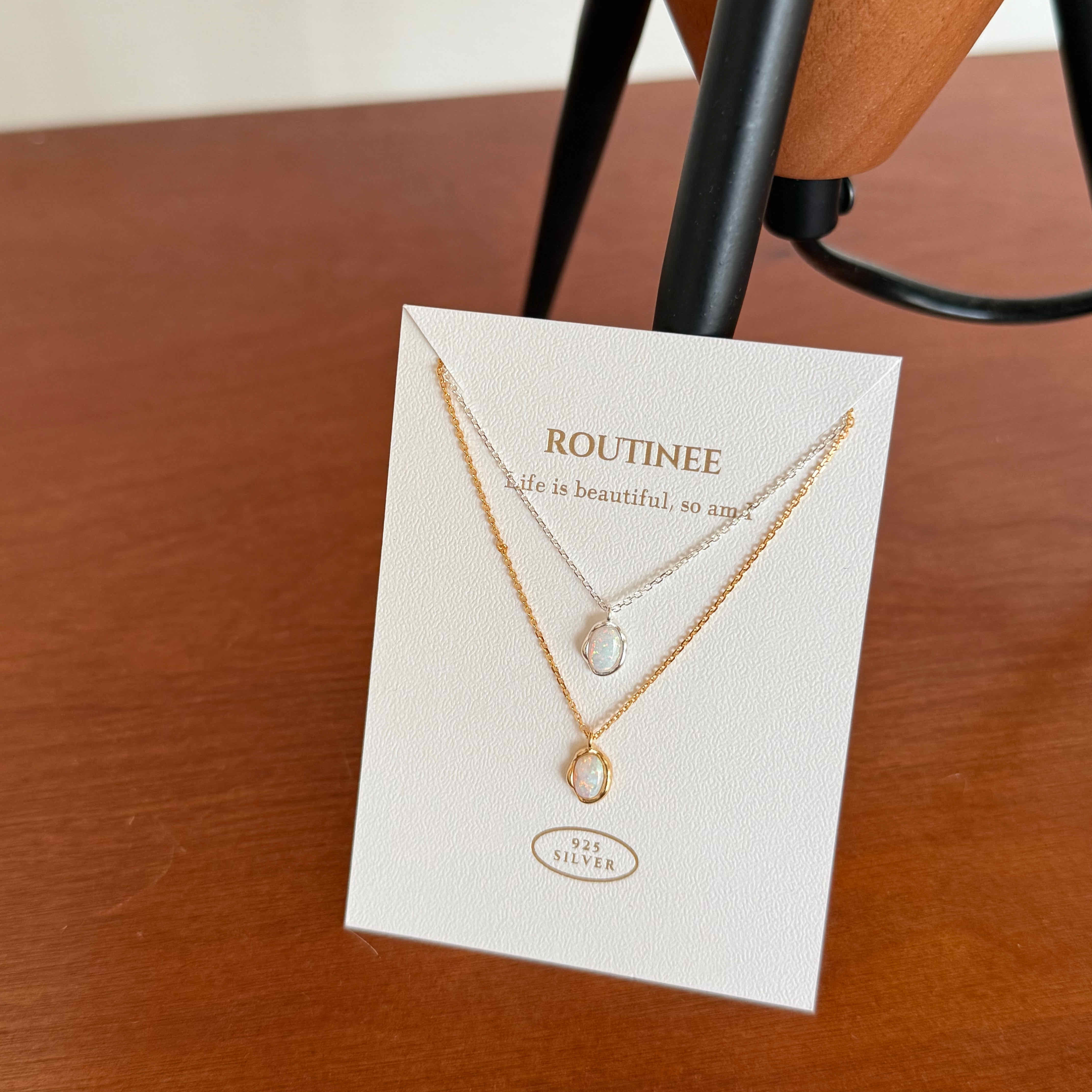 🇰🇷925 silver 宮廷歐珀石項鍊｜2 color