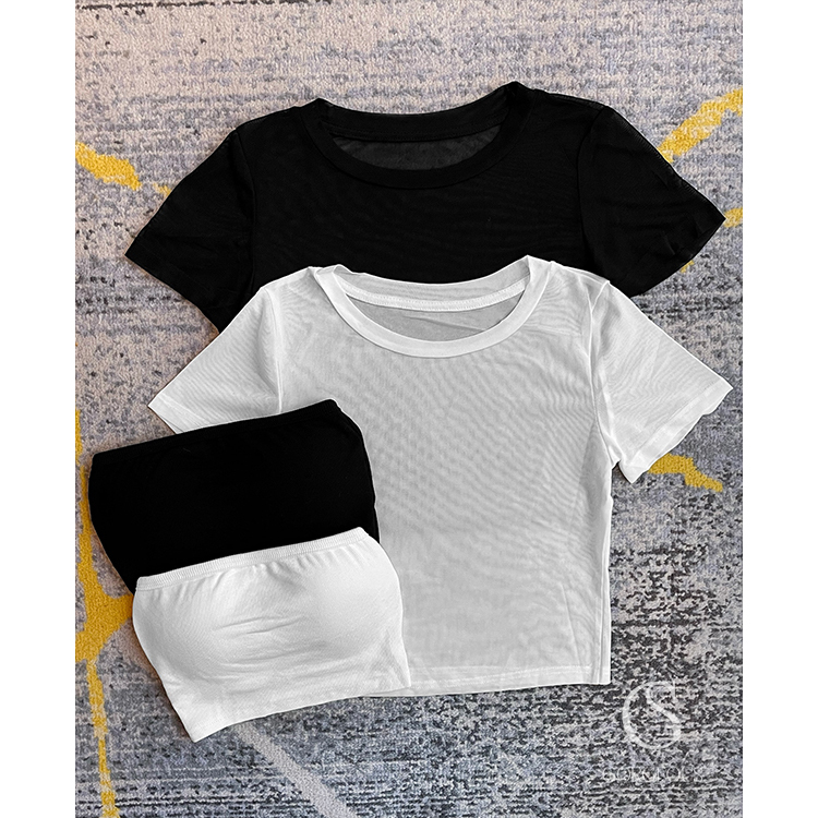 L81「透膚1+1短袖上衣」