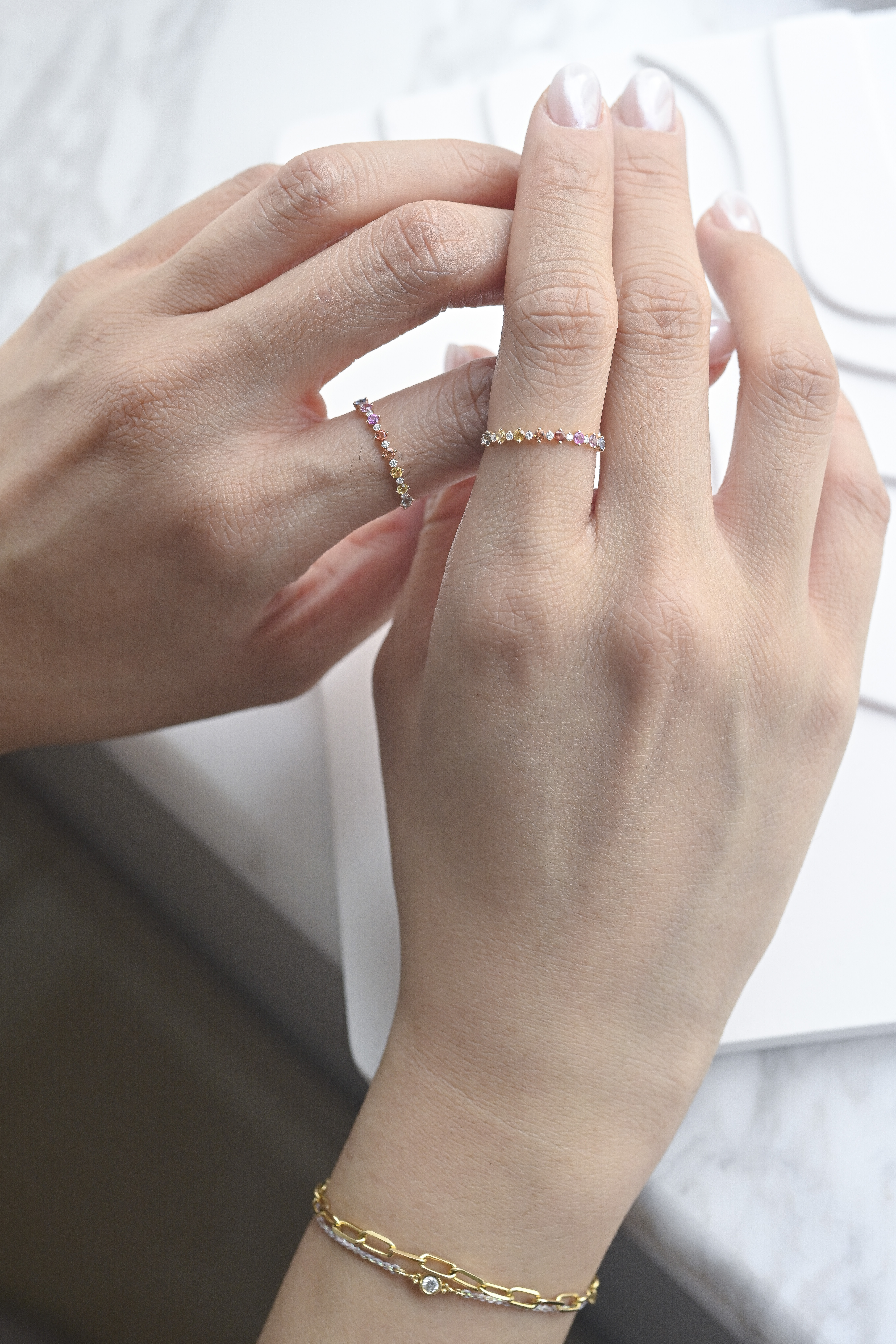 18K Rainbow Dapomine Gemstone Ring